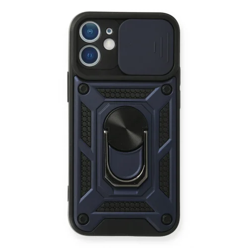 Mey İthalat®  iPhone 11 Kılıf Pars Lens Yüzüklü Silikon - Lacivert