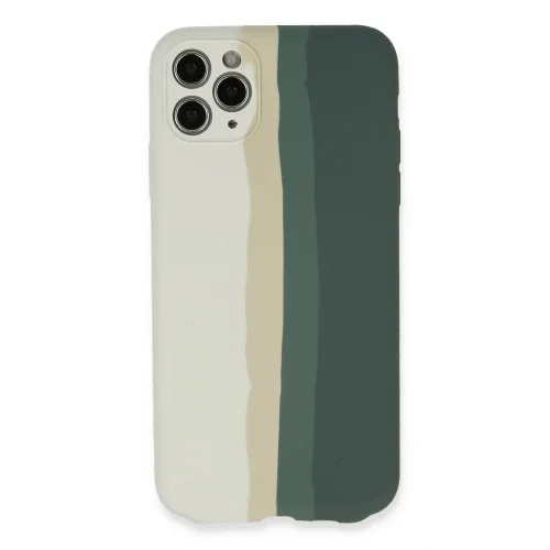 Mey İthalat®  iPhone 11 Pro Kılıf Ebruli Lansman Silikon - Beyaz-Gri