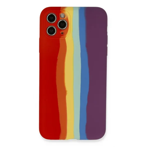 Mey İthalat®  iPhone 11 Pro Kılıf Ebruli Lansman Silikon - Kırmızı-Mor