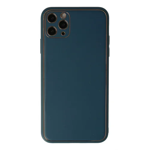 Mey İthalat®  iPhone 11 Pro Max Kılıf Coco Deri Silikon Kapak - Mavi