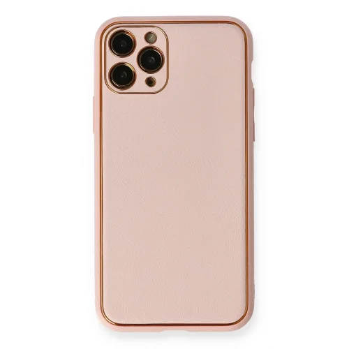 Mey İthalat®  iPhone 11 Pro Max Kılıf Coco Deri Silikon Kapak - Pembe