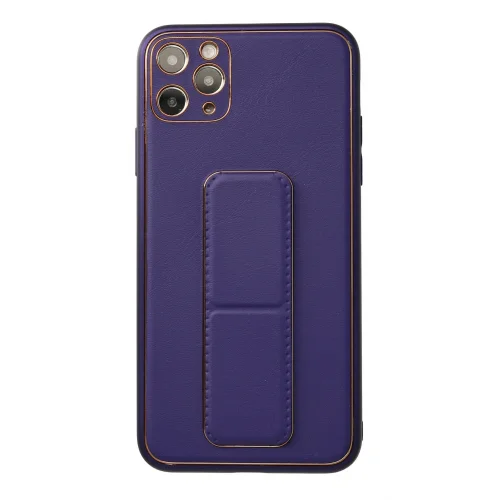 Mey İthalat®  iPhone 11 Pro Max Kılıf Coco Deri Standlı Kapak - Mor