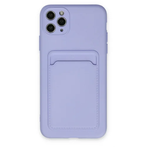 Mey İthalat®  iPhone 11 Pro Max Kılıf Kelvin Kartvizitli Silikon - Lila