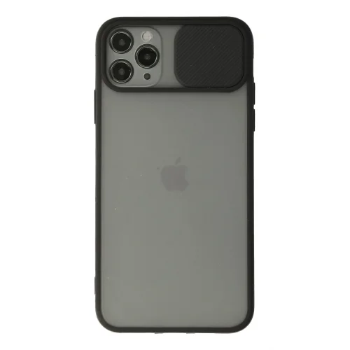 Mey İthalat®  iPhone 11 Pro Max Kılıf Palm Buzlu Kamera Sürgülü Silikon - Siyah