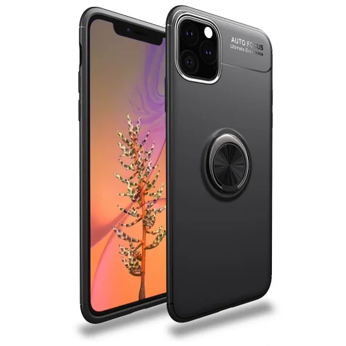 Mey İthalat®  iPhone 11 Pro Max Kılıf Range Yüzüklü Silikon - Siyah