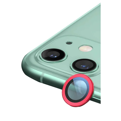 Mey İthalat®  iPhone 11 Raze Metal Kamera Lens - Kırmızı
