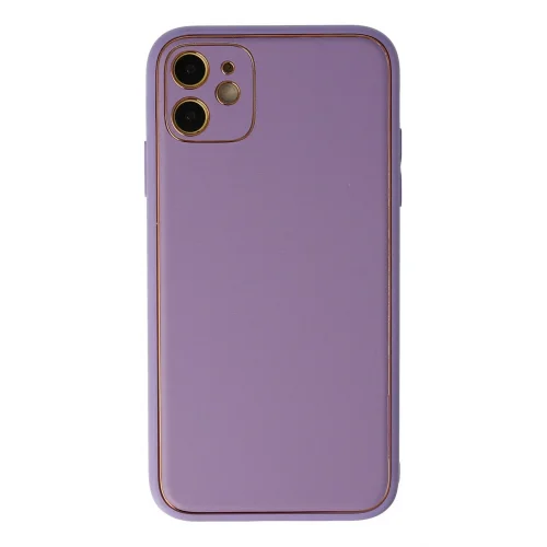 Mey İthalat®  iPhone 12 Kılıf Coco Deri Silikon Kapak - Lila