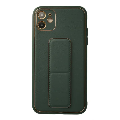 Mey İthalat®  iPhone 12 Kılıf Coco Deri Standlı Kapak - Yeşil