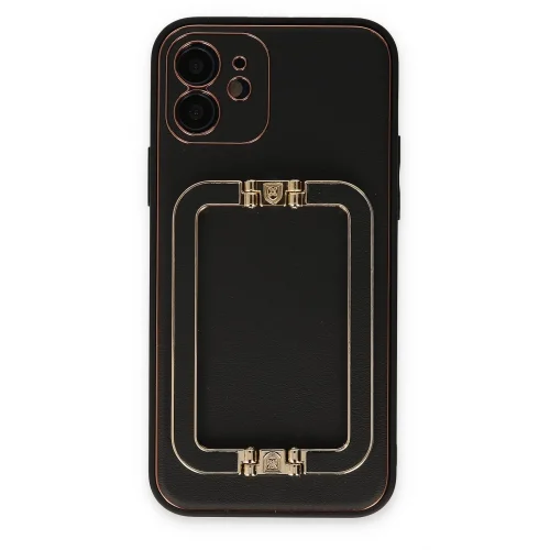 Mey İthalat®  iPhone 12 Kılıf Coco Elit Kapak - Siyah