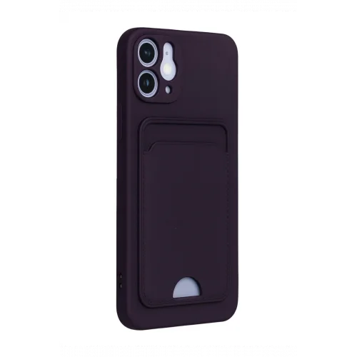 Mey İthalat®  iPhone 12 Kılıf Kelvin Kartvizitli Silikon - Derin Mor