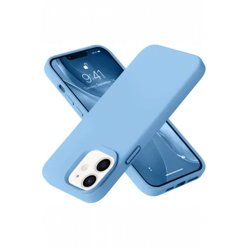 Mey İthalat®  iPhone 12 Kılıf Nano içi Kadife Silikon - Mavi