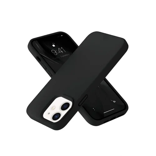 Mey İthalat®  iPhone 12 Kılıf Nano içi Kadife Silikon- Siyah