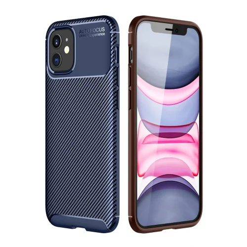 Mey İthalat®  iPhone 12 Mini Kılıf Auto Focus Karbon Kapak - Lacivert