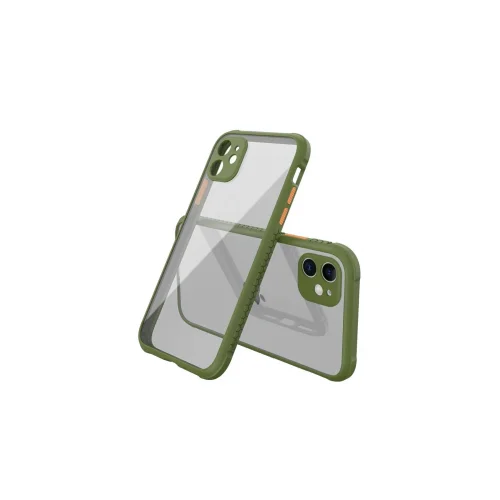 Mey İthalat®  iPhone 12 Mini Kılıf Miami Şeffaf Silikon - Koyu Yeşil