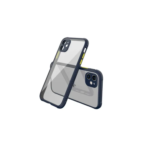 Mey İthalat®  iPhone 12 Mini Kılıf Miami Şeffaf Silikon - Lacivert