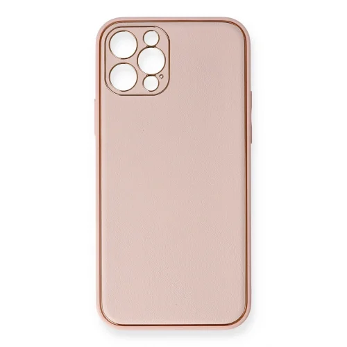 Mey İthalat®  iPhone 12 Pro Kılıf Coco Deri Silikon Kapak - Pembe