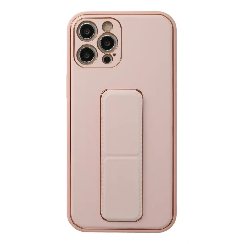 Mey İthalat®   iPhone 12 Pro Kılıf Coco Deri Standlı Kapak - Pembe