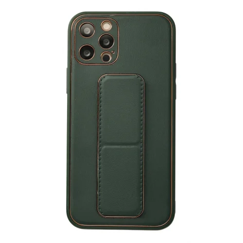 Mey İthalat®   iPhone 12 Pro Kılıf Coco Deri Standlı Kapak - Yeşil