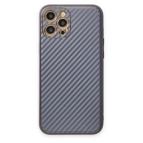Mey İthalat®  iPhone 12 Pro Kılıf Coco Karbon Silikon - Gri