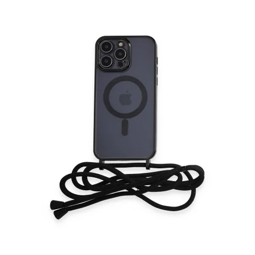 Mey İthalat®  iPhone 12 Pro Kılıf Divo Lazer Askılı Magsafe Kapak - Siyah