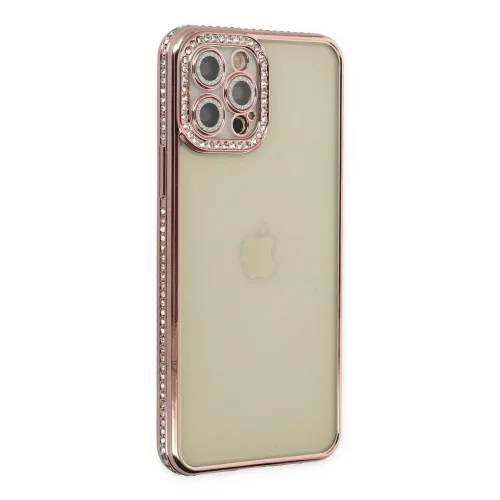 Mey İthalat®  iPhone 12 Pro Kılıf Joke Taşlı Silikon - Pembe