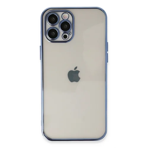 Mey İthalat®  iPhone 12 Pro Kılıf  Lensli Silikon - Açık Mavi