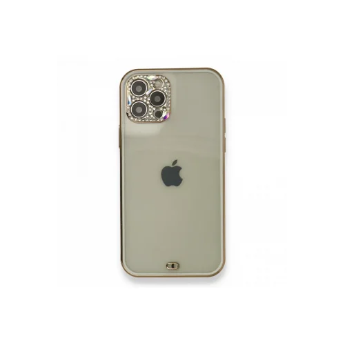 Mey İthalat®  iPhone 12 Pro Kılıf Liva Taşlı Silikon - Beyaz
