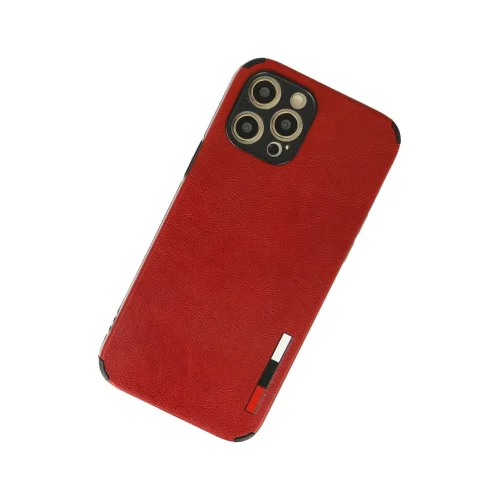 Mey İthalat®  iPhone 12 Pro Kılıf Loop Deri Silikon - Kırmızı