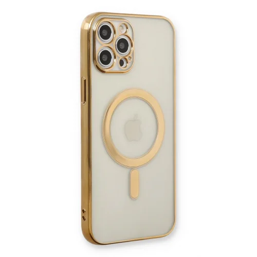 Mey İthalat®  iPhone 12 Pro Kılıf Magneticsafe Lazer Silikon - Gold