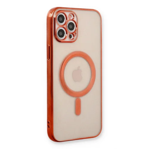 Mey İthalat®  iPhone 12 Pro Kılıf Magneticsafe Lazer Silikon - Kırmızı