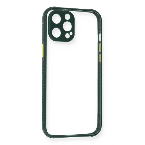 Mey İthalat®  iPhone 12 Pro Kılıf Miami Şeffaf Silikon - Koyu Yeşil