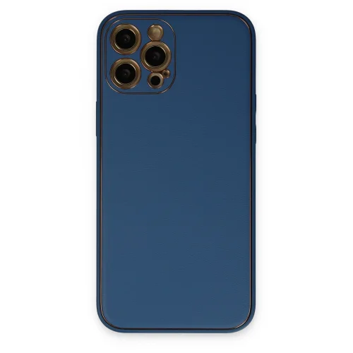 Mey İthalat®  iPhone 12 Pro Max Kılıf Coco Deri Silikon Kapak - Açık Mavi