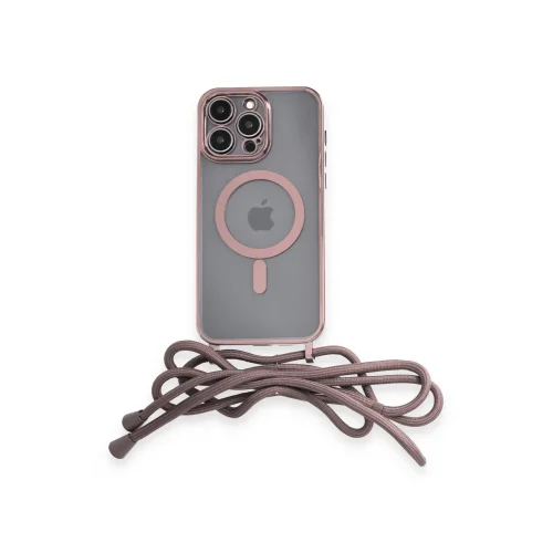 Mey İthalat®  iPhone 12 Pro Max Kılıf Divo Lazer Askılı Magsafe Kapak - Pembe
