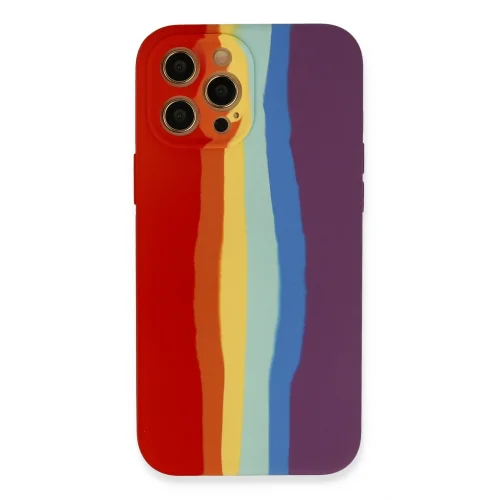 Mey İthalat®  iPhone 12 Pro Max Kılıf Ebruli Lansman Silikon - Kırmızı-Mor