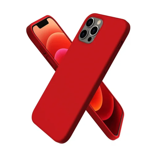 Mey İthalat®  iPhone 12 Pro Max Kılıf First Silikon - Koyu Kırmızı