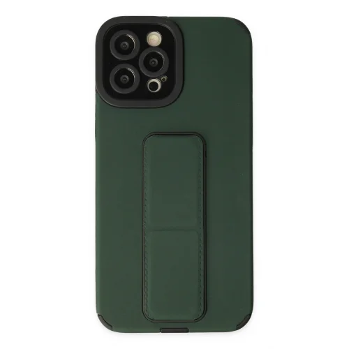 Mey İthalat®  iPhone 12 Pro Max Kılıf Mega Standlı Silikon - Yeşil