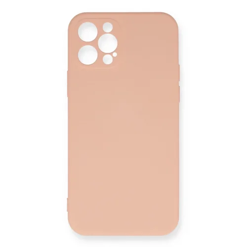 Mey İthalat®  iPhone 12 Pro Max Kılıf Nano içi Kadife Silikon - Pudra