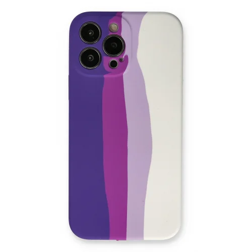 Mey İthalat®  iPhone 13 Pro Kılıf Ebruli Lansman Silikon - Mor-Beyaz