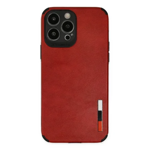 Mey İthalat®  iPhone 13 Pro Kılıf Loop Deri Silikon - Kırmızı
