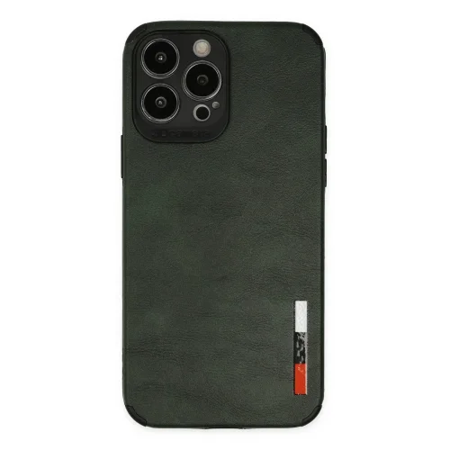 Mey İthalat®  iPhone 13 Pro Kılıf Loop Deri Silikon - Yeşil