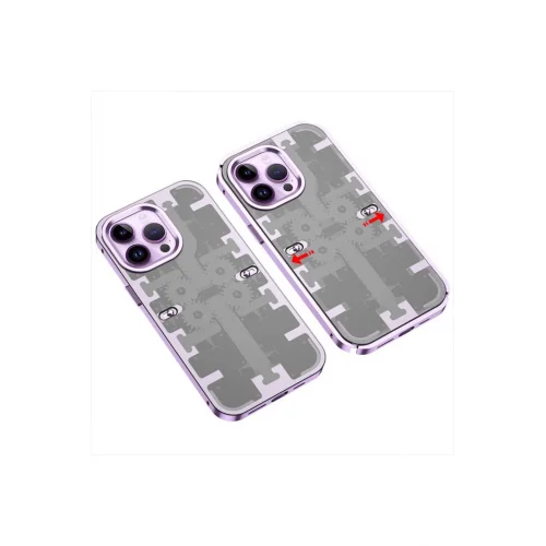 Mey İthalat®  iPhone 13 Pro Kılıf Mekanik Bumper Kapak - Derin Mor