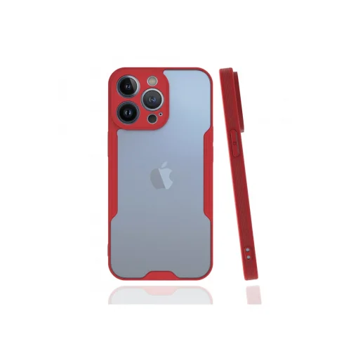 Mey İthalat®  iPhone 13 Pro Kılıf Platin Silikon - Kırmızı
