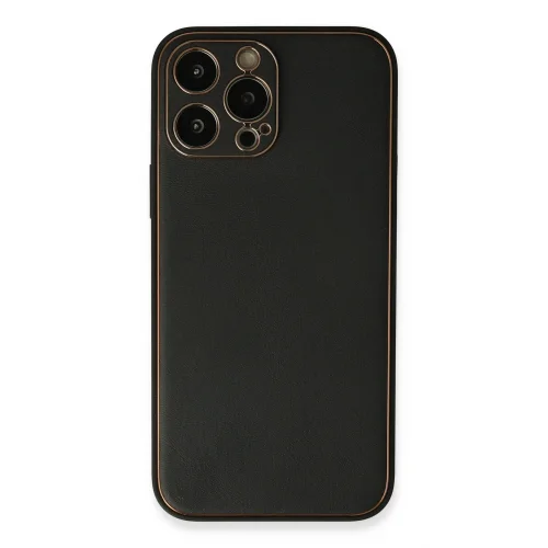 Mey İthalat®  iPhone 13 Pro Max Kılıf Coco Deri Silikon Kapak - Siyah