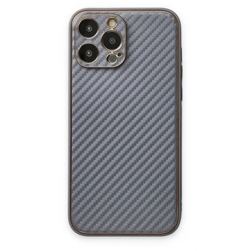 Mey İthalat®  iPhone 13 Pro Max Kılıf Coco Karbon Silikon - Gri