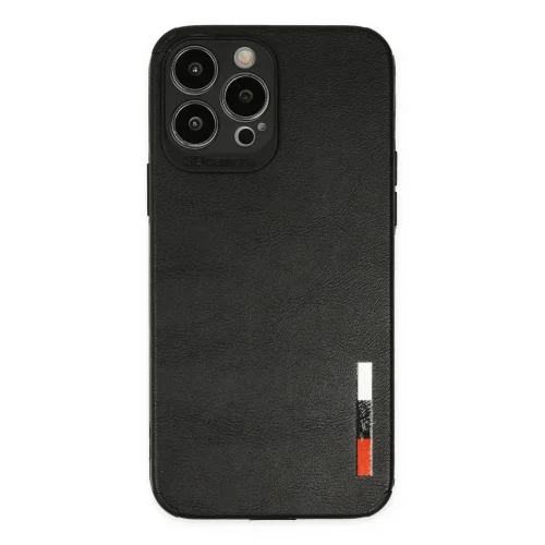 Mey İthalat®  iPhone 13 Pro Max Kılıf Loop Deri Silikon - Siyah