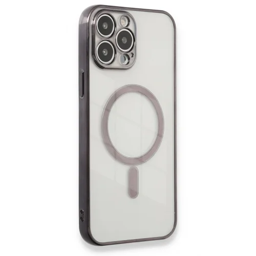 Mey İthalat®  iPhone 13 Pro Max Kılıf Magneticsafe Lazer Silikon - Siyah