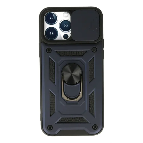 Mey İthalat®  iPhone 13 Pro Max Kılıf Pars Lens Yüzüklü Silikon - Lacivert