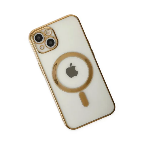 Mey İthalat®  iPhone 14 Plus Kılıf Magneticsafe Lazer Silikon - Gold