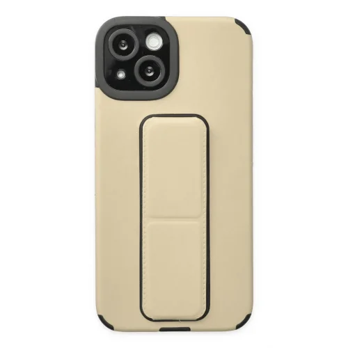 Mey İthalat®  iPhone 14 Plus Kılıf Mega Standlı Silikon - Gold