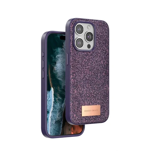 Mey İthalat®  iPhone 14 Pro Bright Simli Kapak - Derin Mor